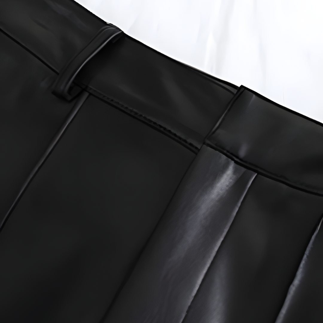 Dames Hoge Taille Pantalon van Leer met Rits
