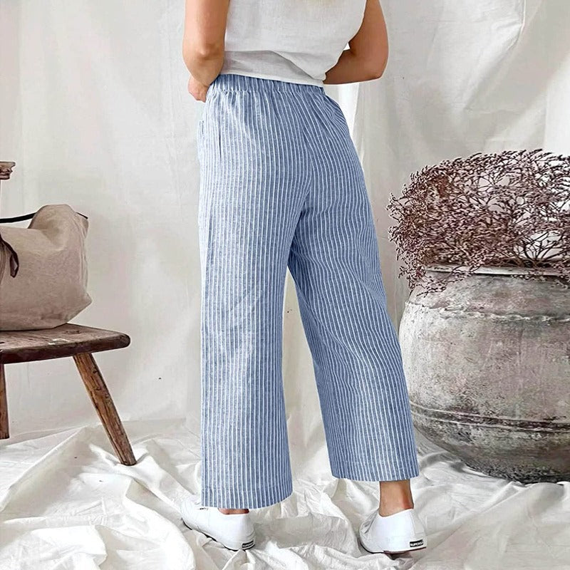 Dames Linnen Broek met Grote Broekzakken