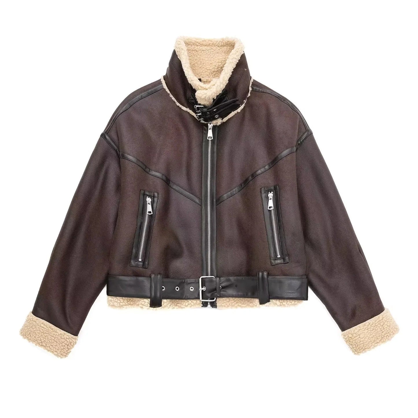 Dames Aviator Jacket met Shearling Voering