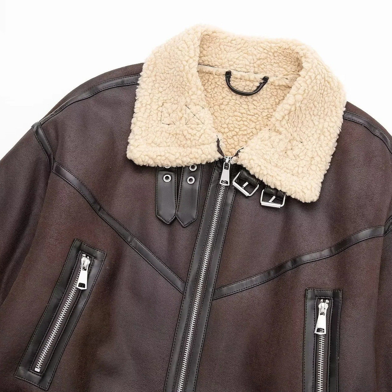 Dames Aviator Jacket met Shearling Voering