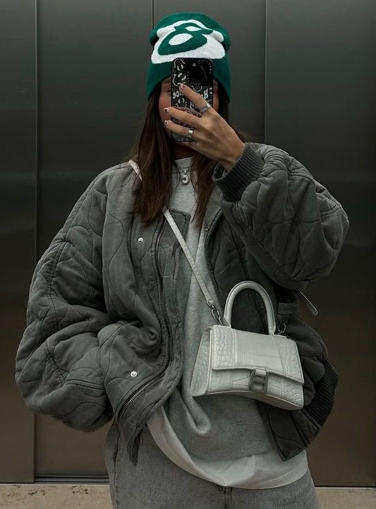 Dames Bomberjack met Gewatteerd Design en Ribboordkraag