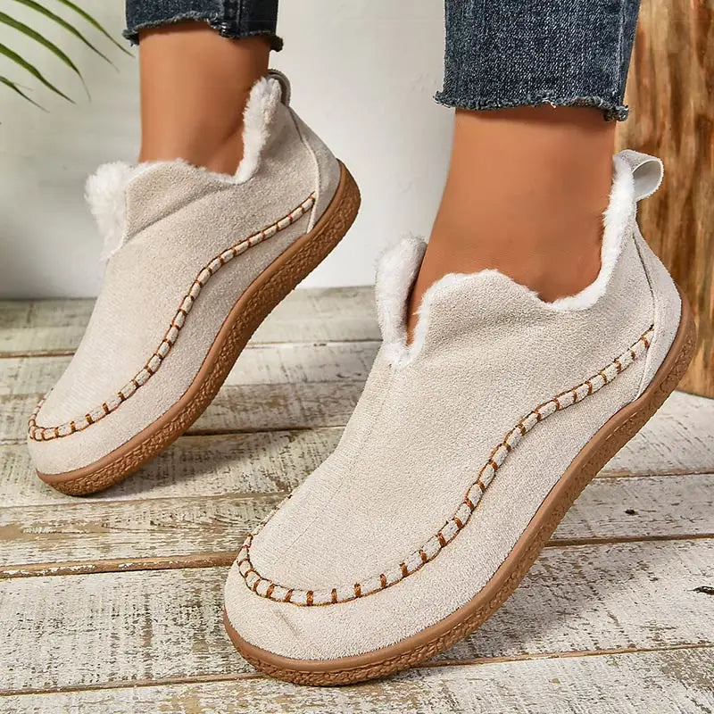 Dames Warme Gevoerde Enkellaarsjes Winter met Antislip Zool