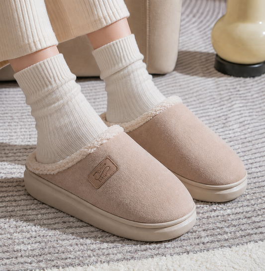 Dames Fluffy Pantoffels met Bontvoering en Antislipzool