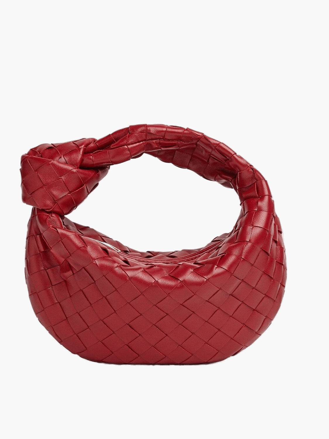 Dames Geweven Handtas met Knoop Rood