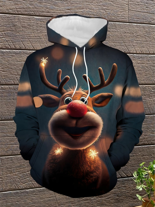 Heren Rendier Kerst Hoodie