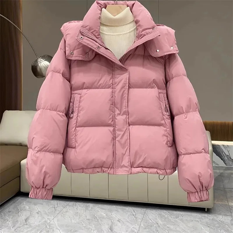 Dames Pufferjas Winter met Zachte Katoenen Stof en Isolatie Roze