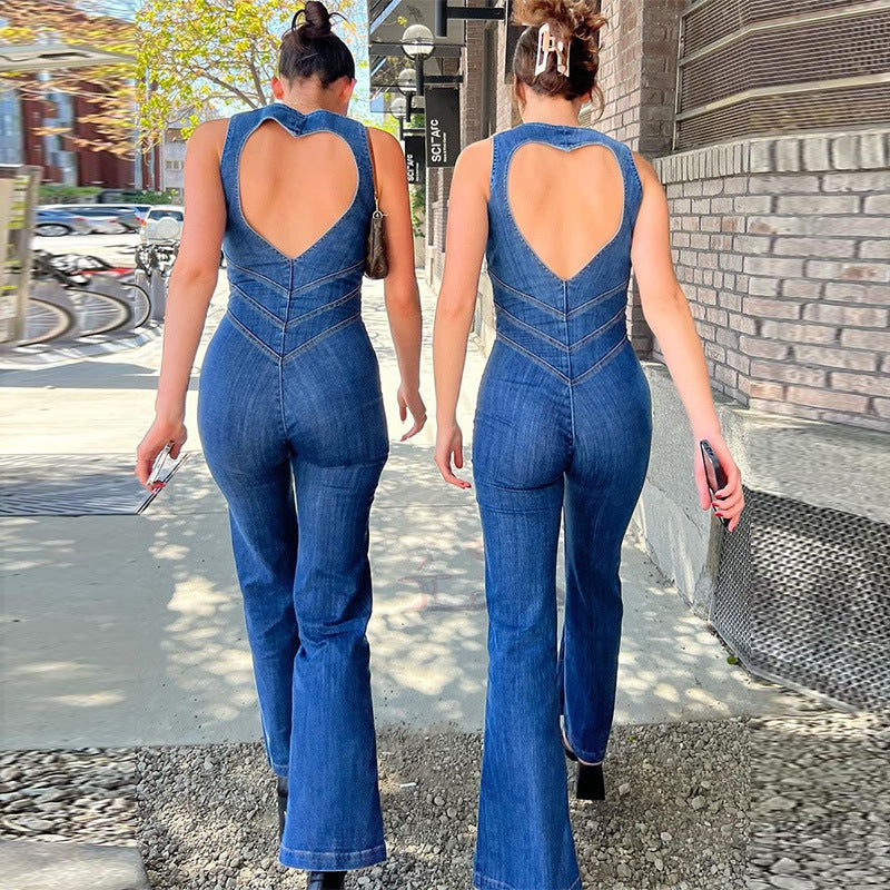 Dames Jumpsuit met Open Rug zonder Mouwen
