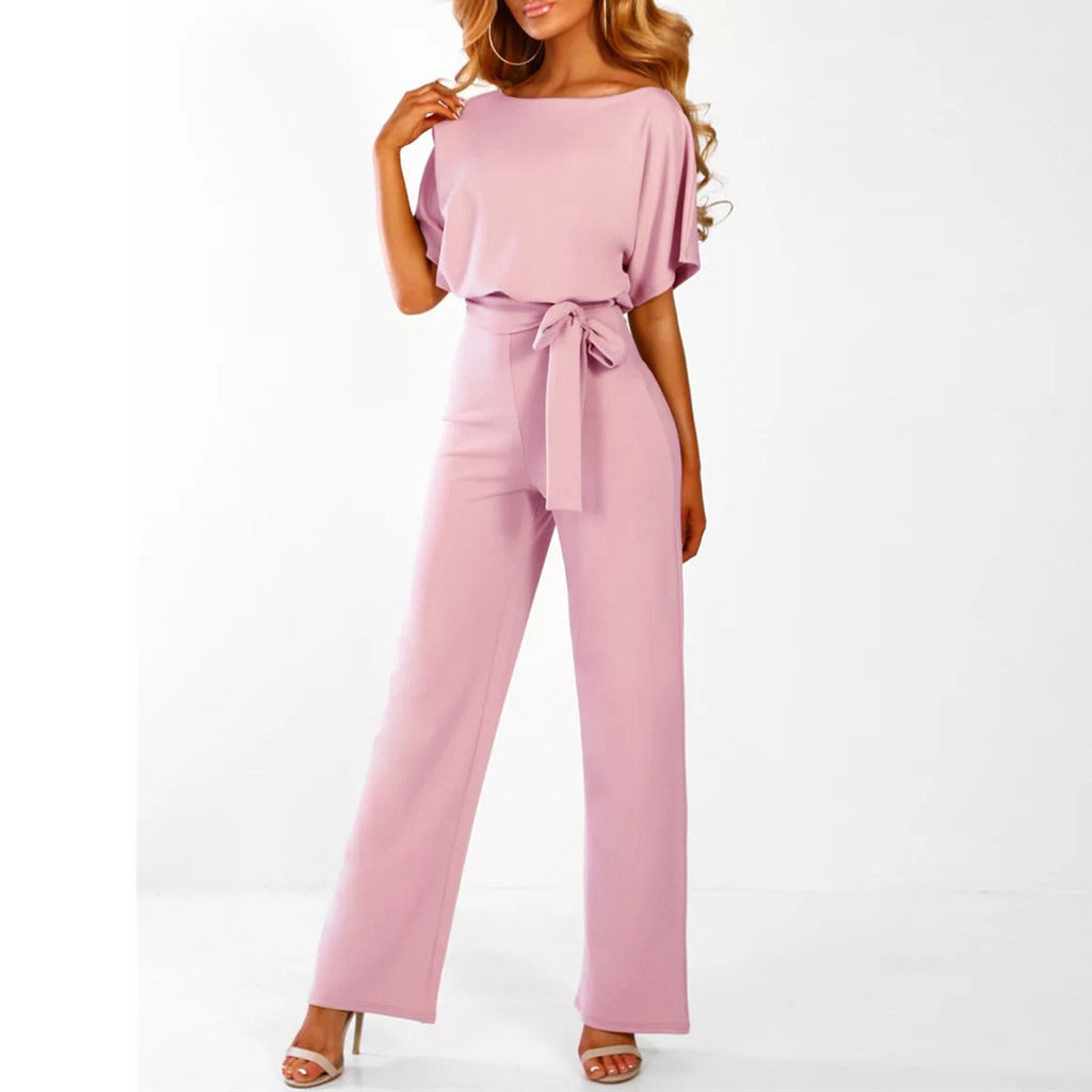 Dames Chique Jumpsuit met Losse Mouwen Roze