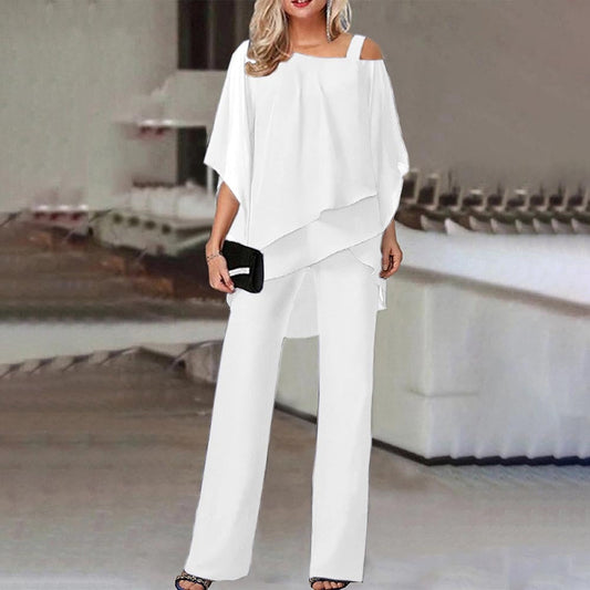 Dames Jumpsuit Set met Off-Shoulder Top en Elegante Stijl