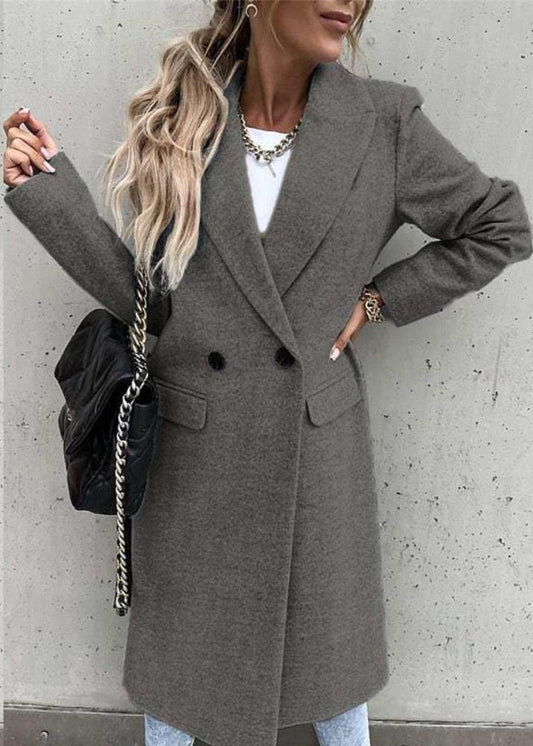 Dames Trenchcoat Winterjas Lang met Getailleerde Pasvorm