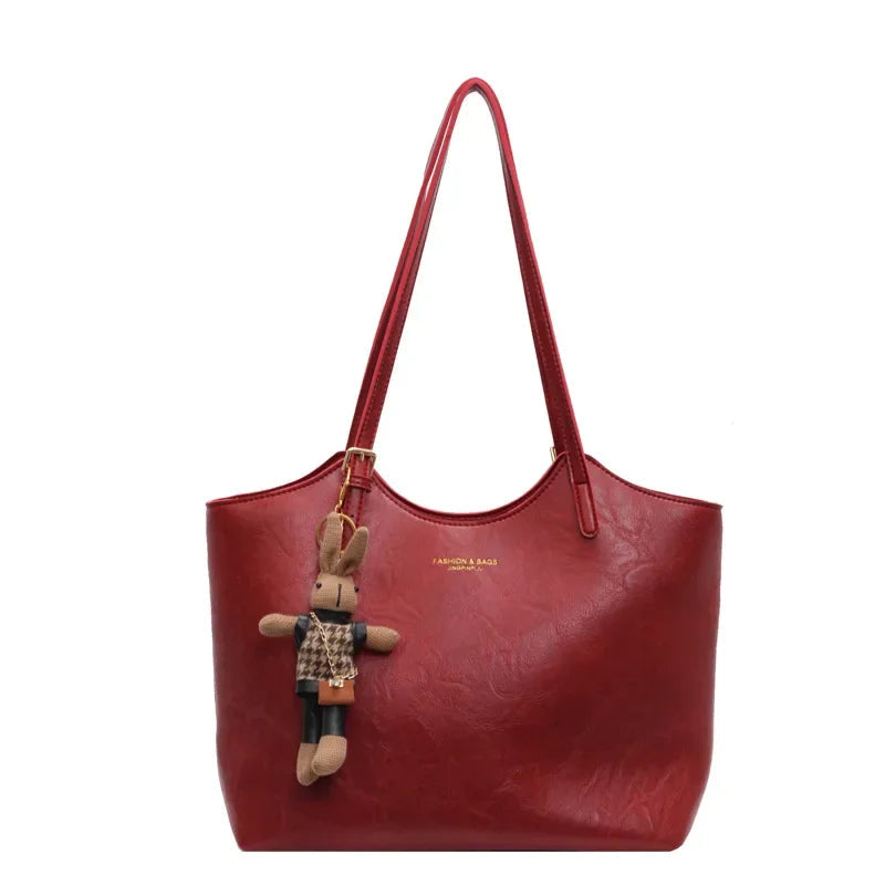 Dames Leren Schoudertas met Afneembaar Hangertje Rood