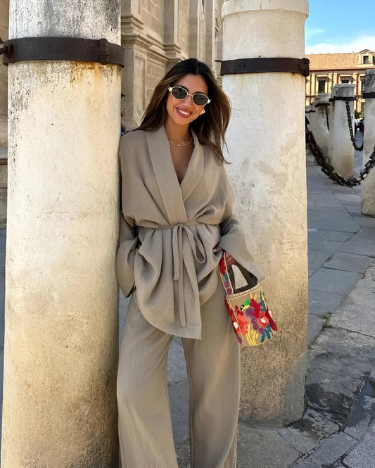 Dames Kimono Set Khaki