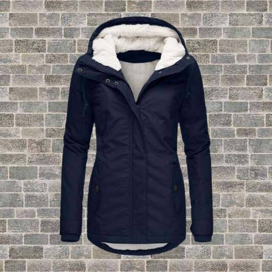 Dames Lange Parka met Capuchon Blauw