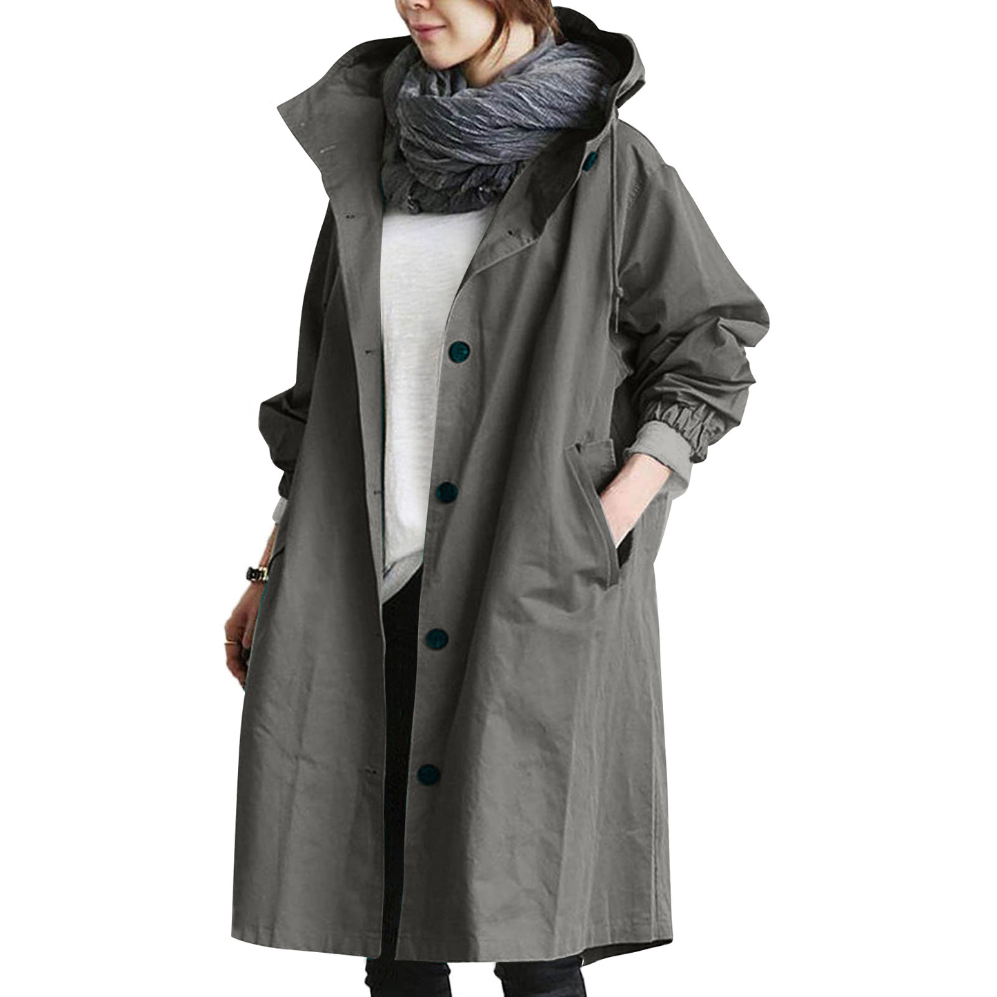 Dames Regenjas Met Knopsluiting En Weerbestendig Materiaal