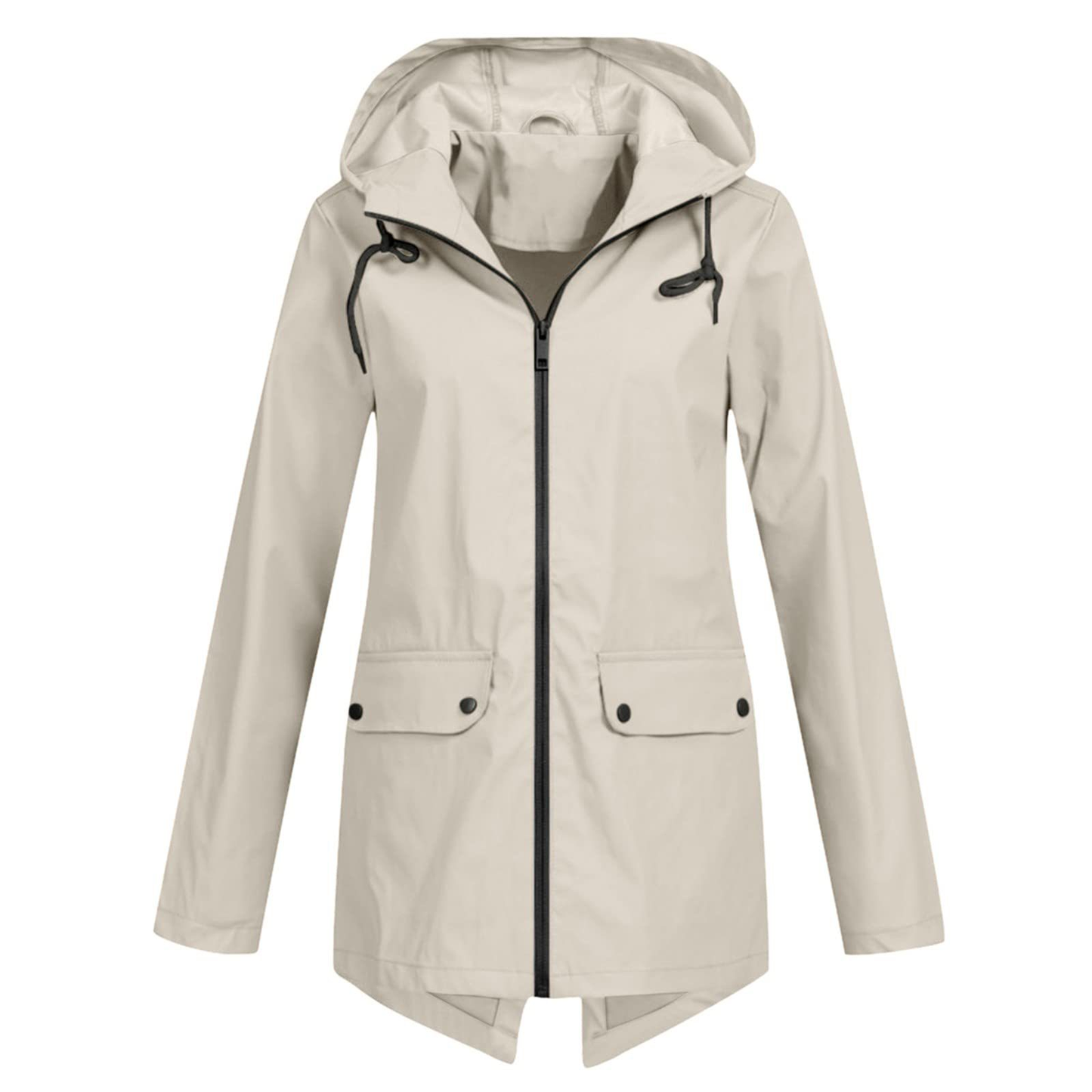 Dames Regenjas met Verstelbare Capuchon Beige