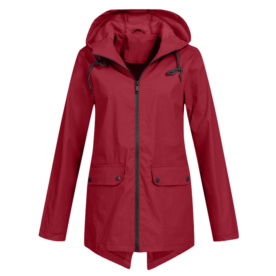 Dames Regenjas met Verstelbare Capuchon Rood