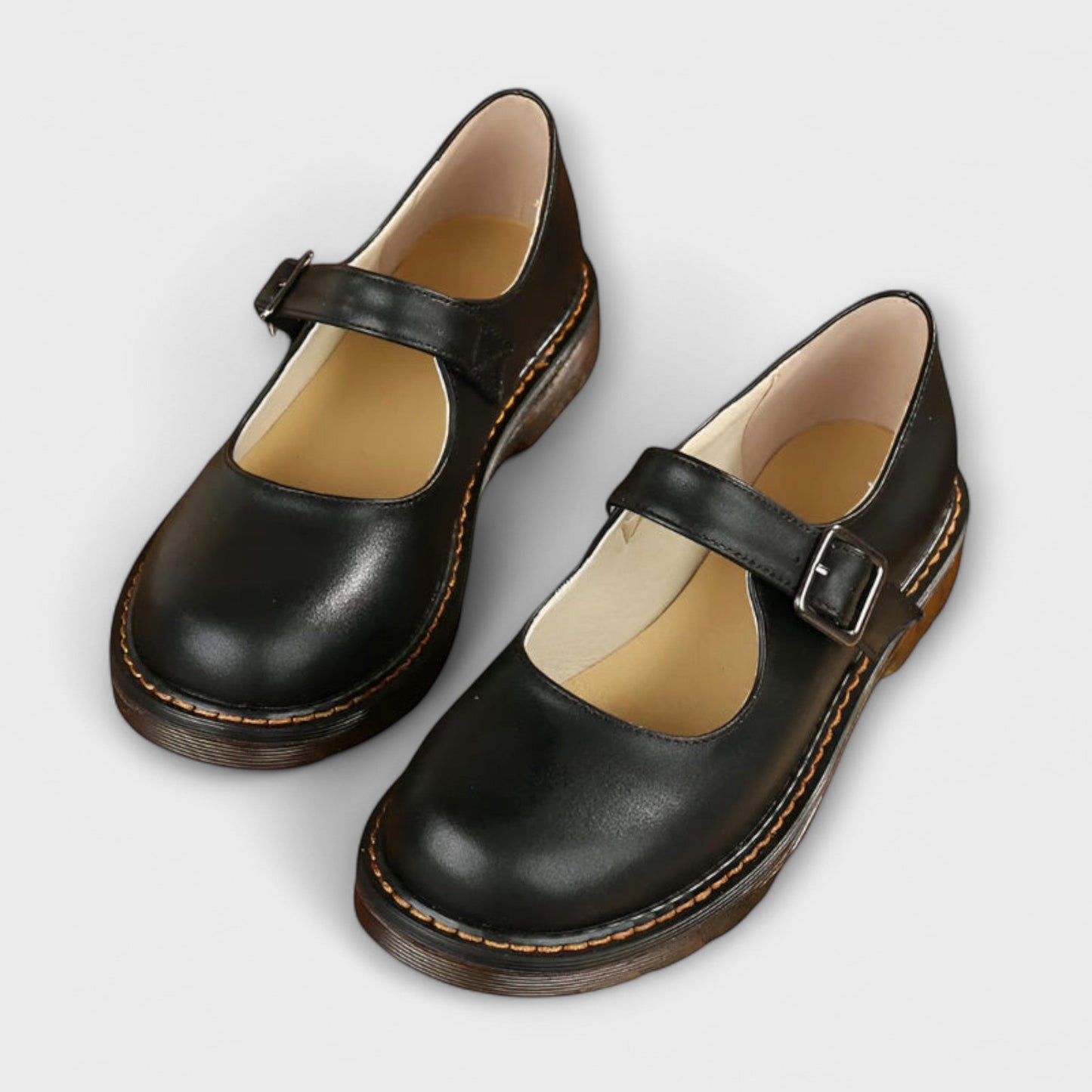 Dames Mary Jane Schoenen met Ronde Neus en Verstelbare Bandjes Zwart
