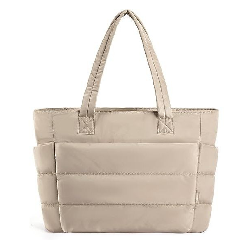 Dames Schoudertas met Puffer-Look Gewatteerd Khaki