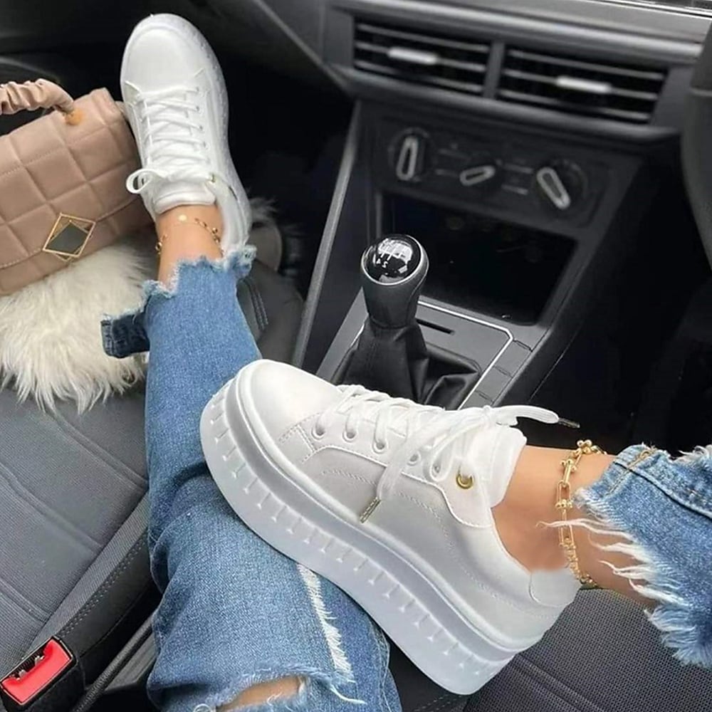 Dames Sneaker met Hoge Zool Wit