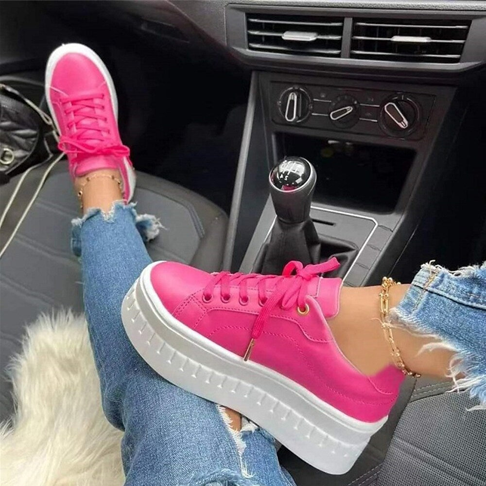 Dames Sneaker met Hoge Zool Roze
