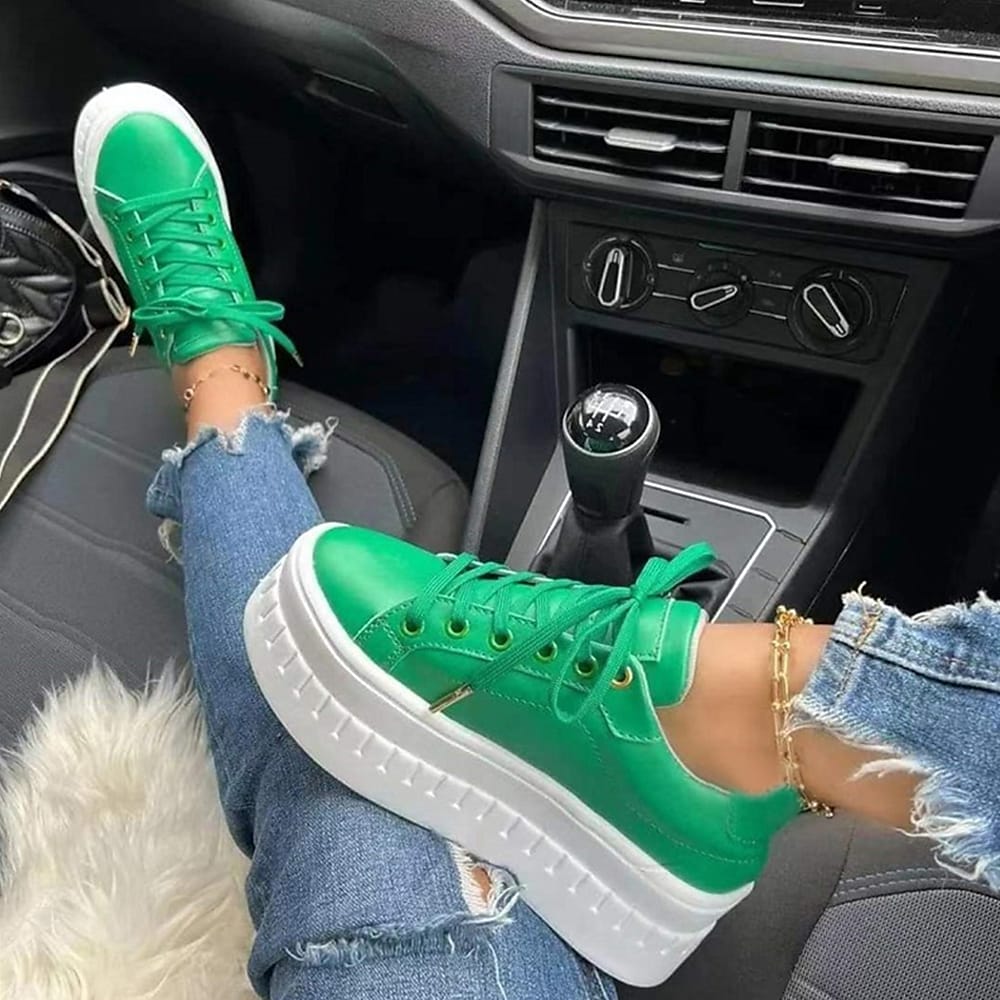 Dames Sneaker met Hoge Zool Groen