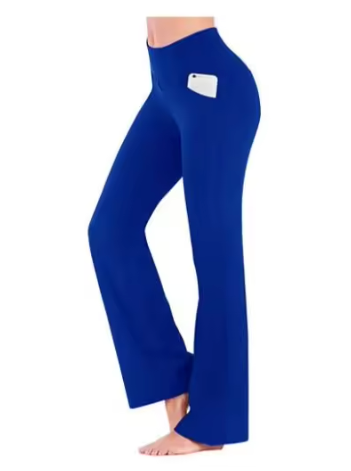 Dames Sportlegging Flared met Praktische Zakken - Yoga Broek Blauw