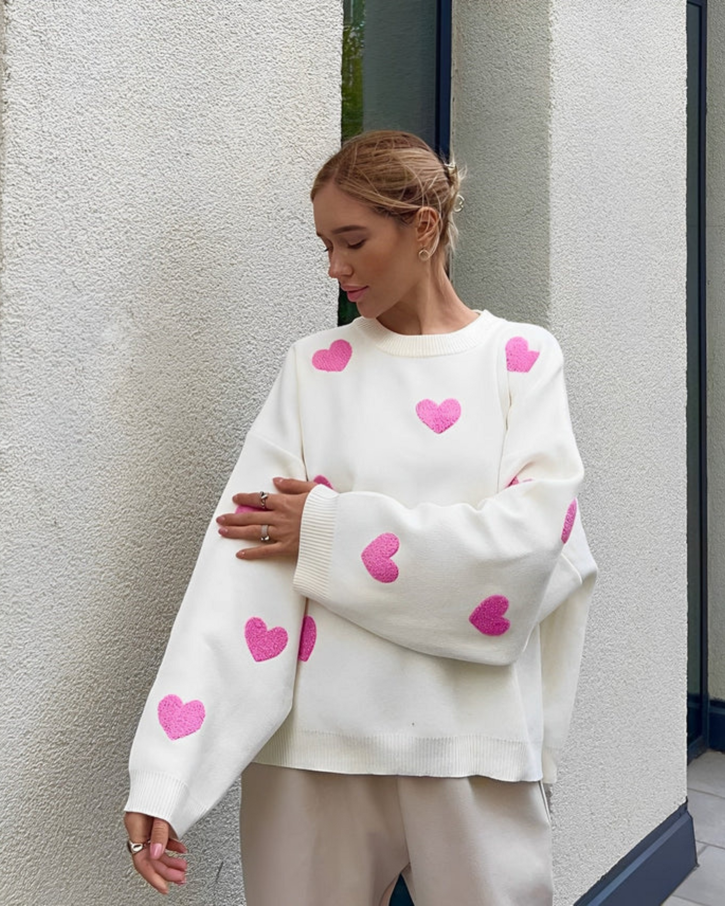 Dames Oversized Sweater met Hartjes