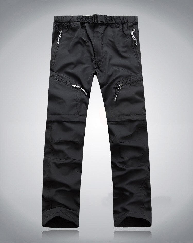 Heren Afritsbroek Converteerbaar met Elastische Taille en Ritsen boven de Knie Zwart