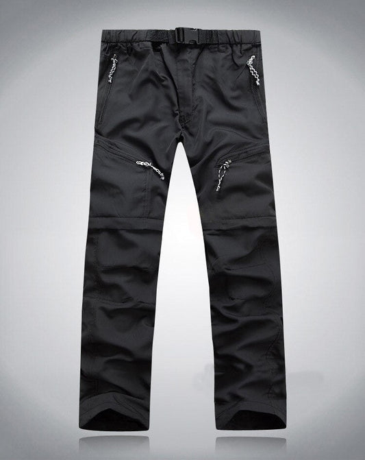 Heren Afritsbroek Converteerbaar met Elastische Taille en Ritsen boven de Knie Zwart