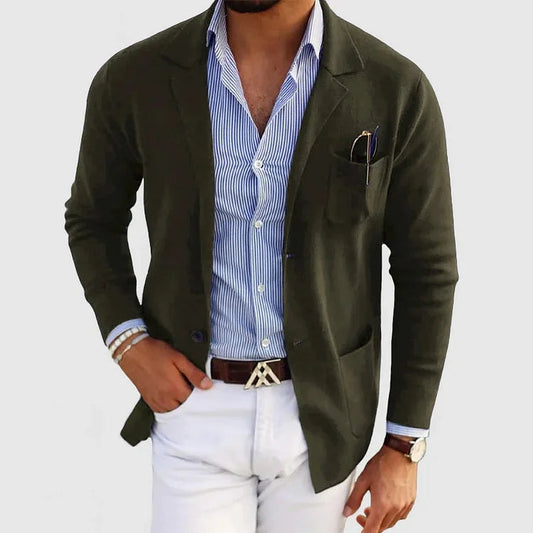 Heren Slim Fit Blazer Casual Donkergroen