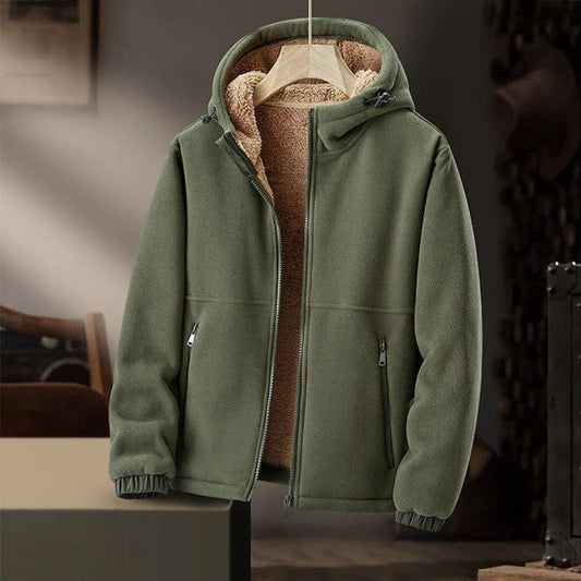 Heren Hoodie met Sherpa Fleece Voering en Ritssluiting voor Warmte en Comfort Groen