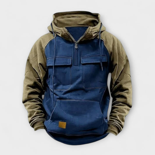 Heren Outdoor Anorak Hoodie met Utility-Zakken Blauw