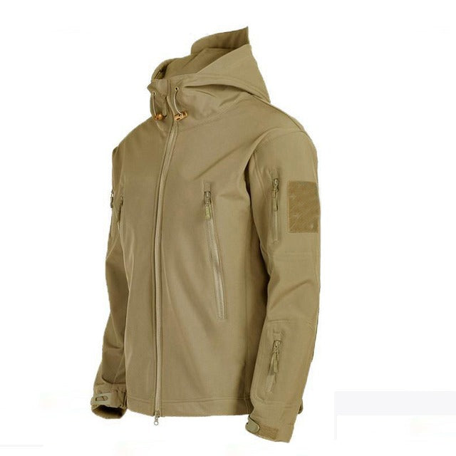 Heren Tactisch Outdoor Jack met Capuchon en Ritssluiting Khaki