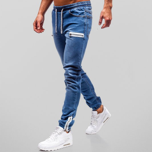Heren Joggingbroek met Denim Look en Slim Fit