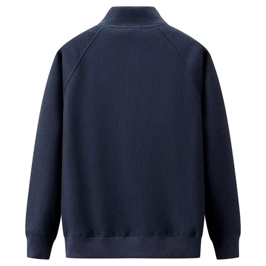 Heren Pullover Lange Mouw met Halve Rits en Geribbelde Boorden