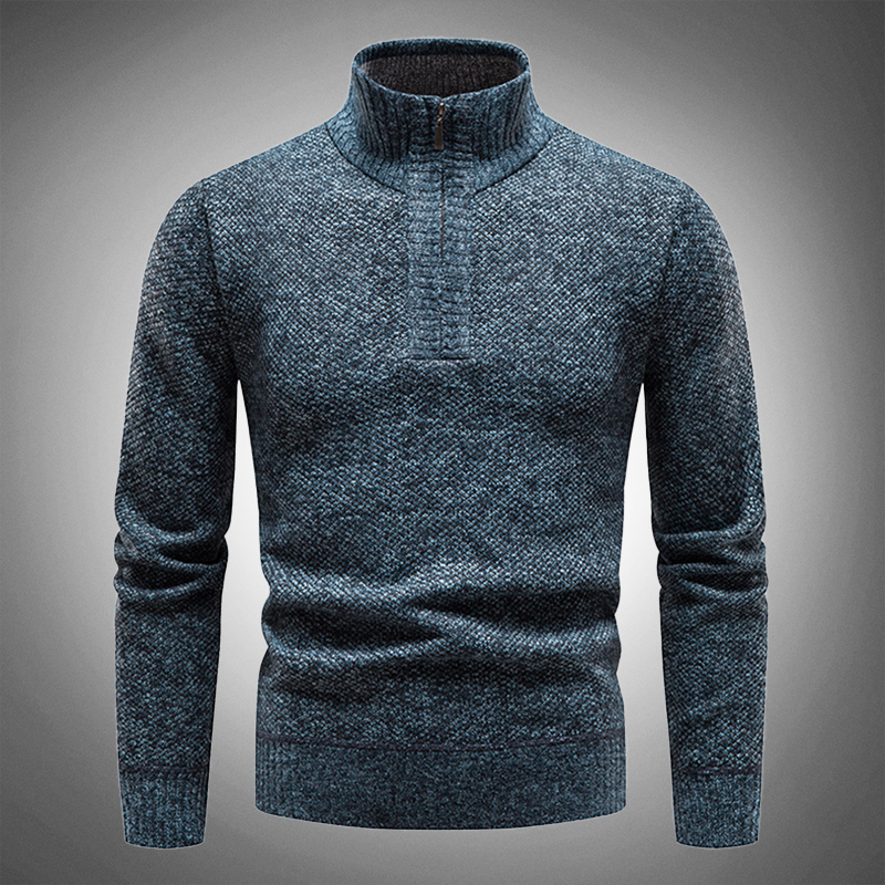 Heren Pullover met Halfhoge Kraag Blauw