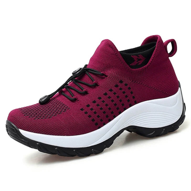 Dames Sneakers met Sok Ontwerp Schokabsorberende Zool Rood