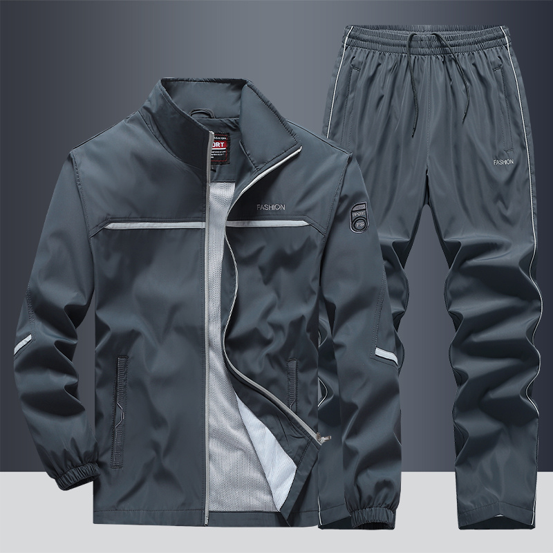 Heren Trainingspak Outdoor – Sportpak met Jas en Broek Grijs