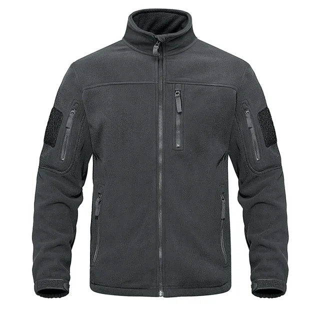 Heren Fleece Jack met Hoge Kraag en Ritszakken Donkergrijs