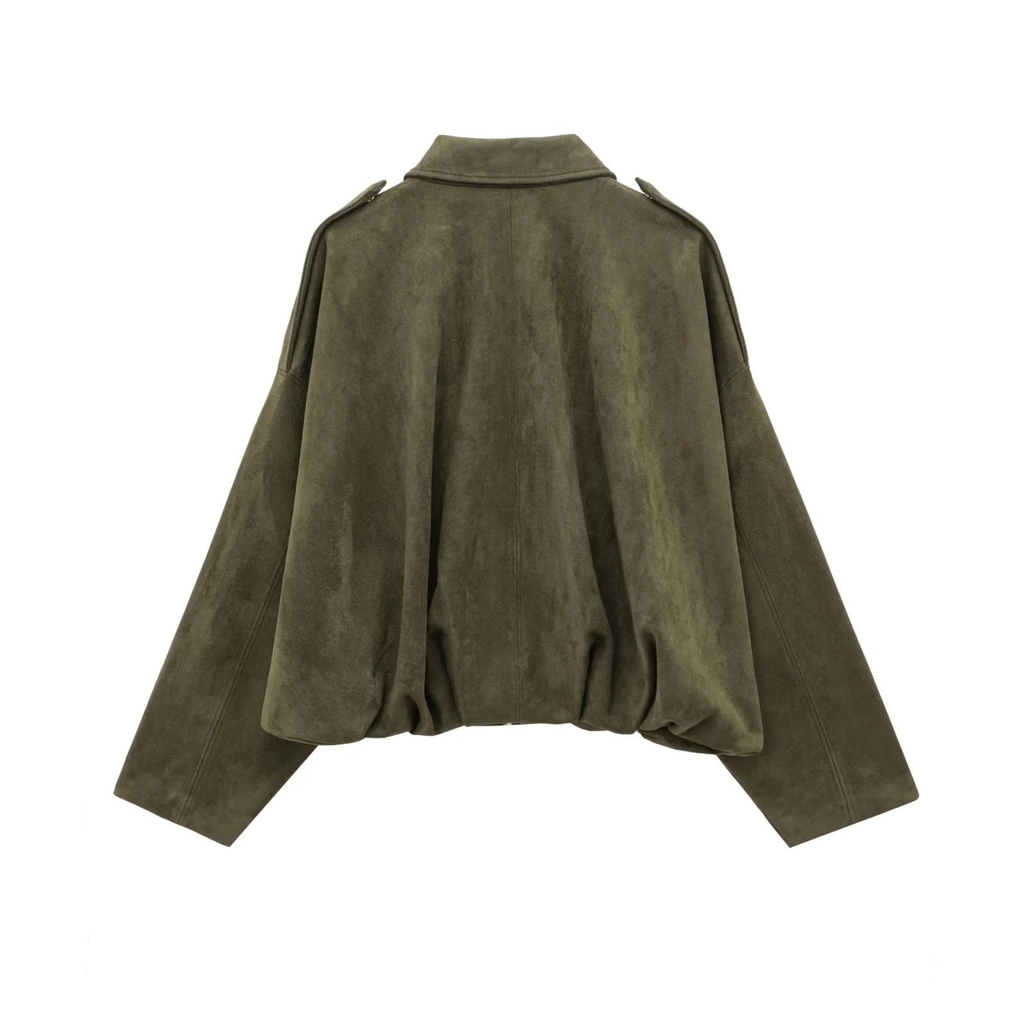 Dames Tussenjas Oversized met Knoopsluiting en Opstaande Kraag