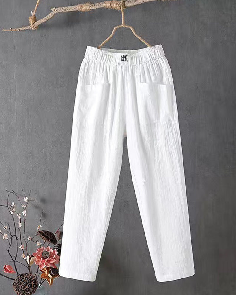 Dames Lange broek Katoen Wit