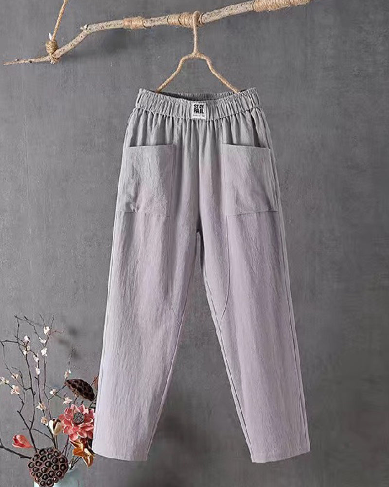 Dames Lange broek Katoen Grijs