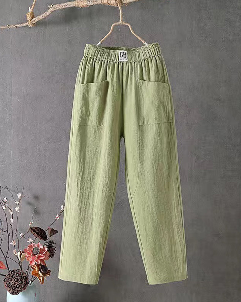Dames Lange broek Katoen Groen