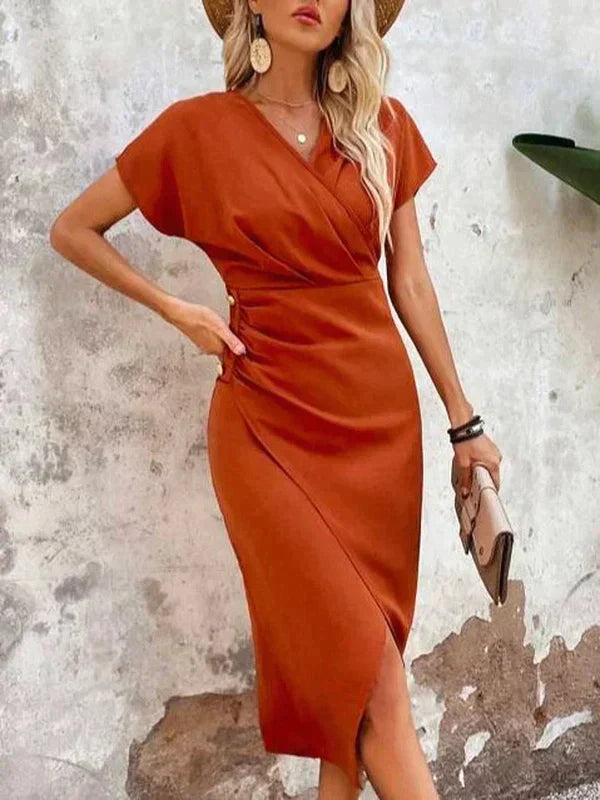 Dames Midi Jurk met Cross-Over Ontwerp