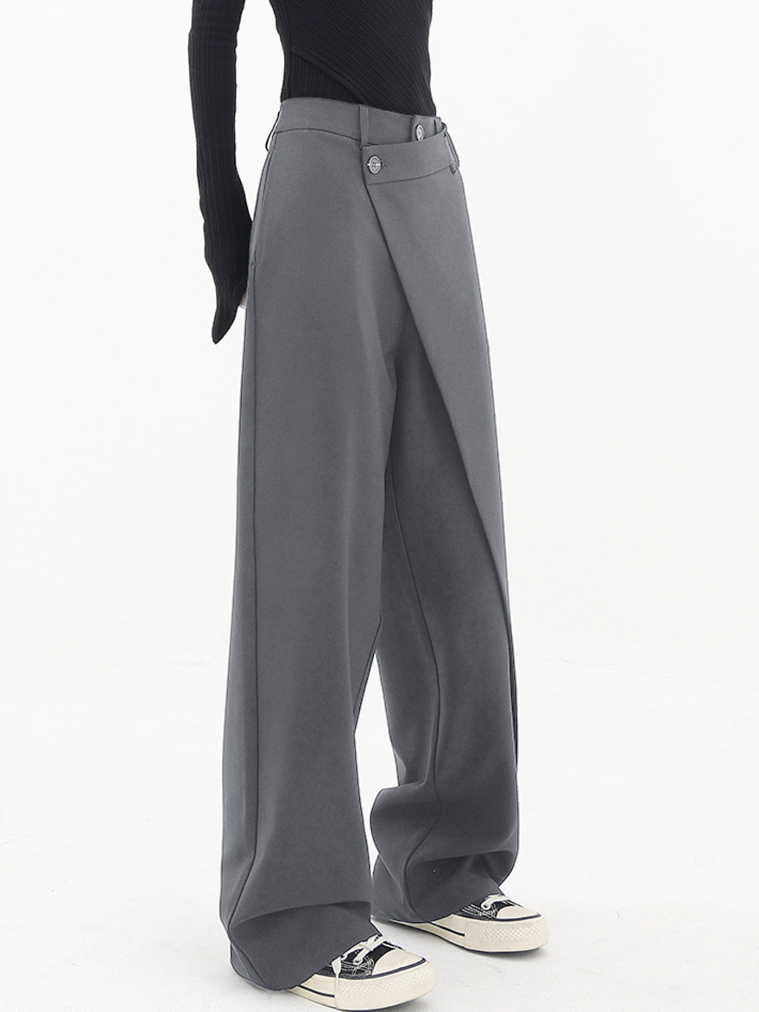 Dames Asymmetrische Broek met Wijde Pijpen