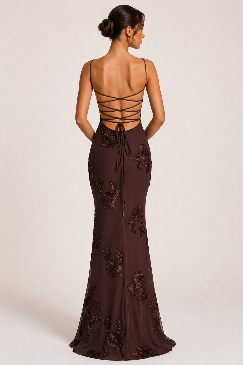 Dames Avondjurk Mouwloos met Corset en Bloemenborduursels Mermaid