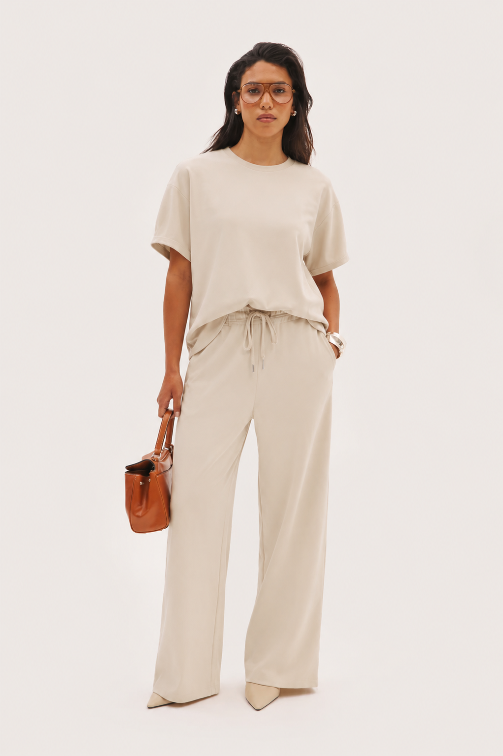Dames Broek Wide Leg met Elastische Taille en Steekzakken