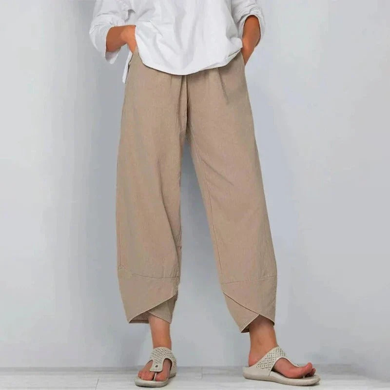 Dames Broek Wijd Model Gekruist Zoomuiteinde en Elastische Taille