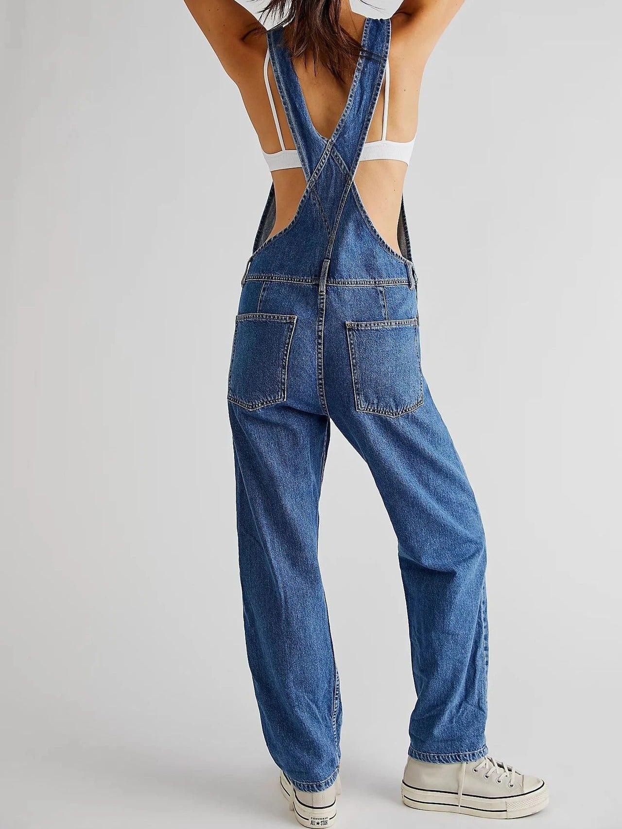 Dames Denim Tuinbroek met Verstelbare Schouderbanden en Zakken