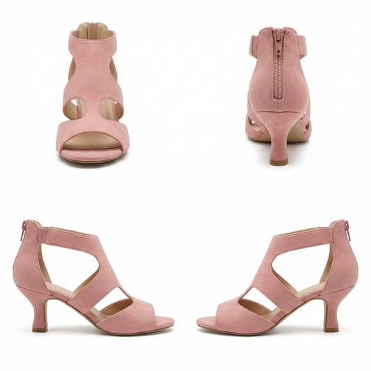 Dames High Heels Sandalen met T-band en Peep Toe Ritssluiting